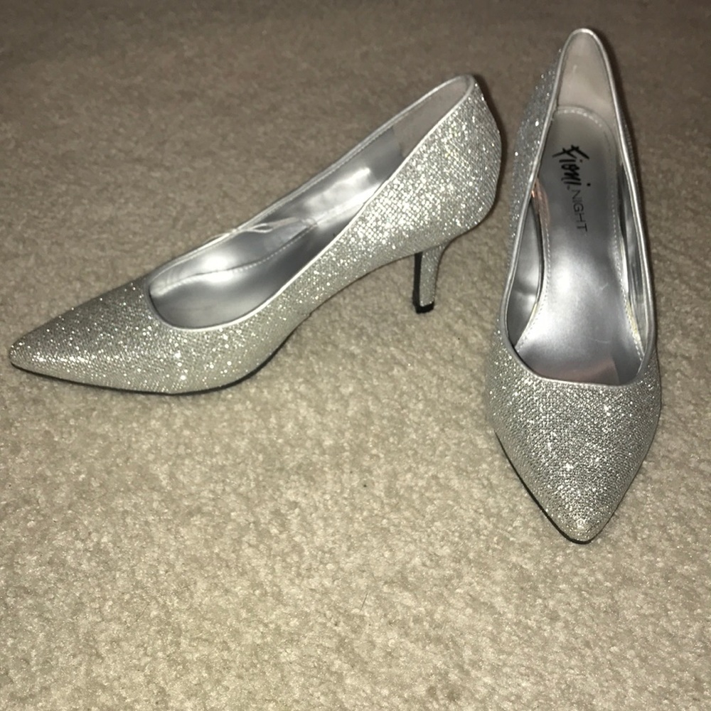 Glittery silver heels